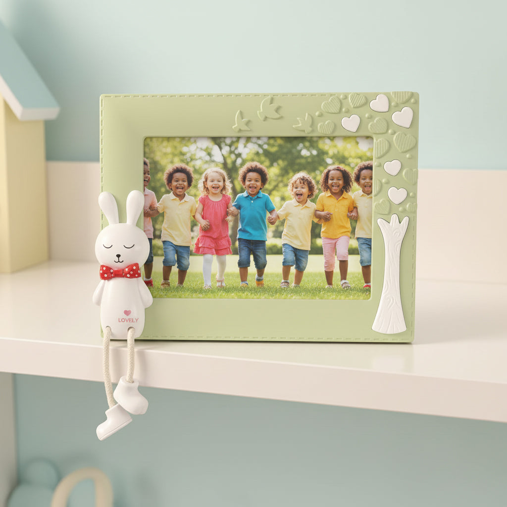 Photo Frame for Kids – Cute Table Top Picture Frame, Perfect for Baby Room Decor, Birthday Gift for Kids & Return Gifts – 18.5 x 24 cm (Pink) (Olive Green, 18.5X13.5)