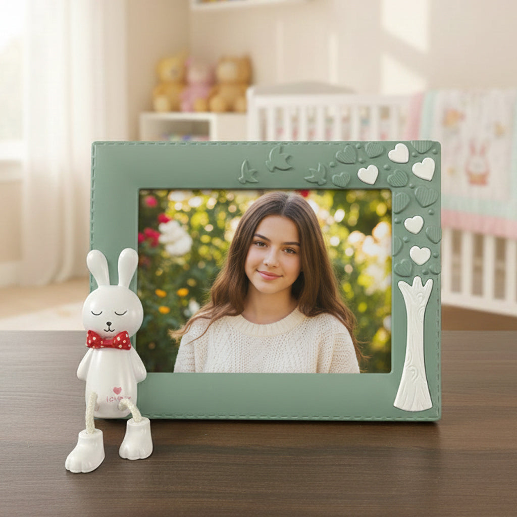 Photo Frame for Kids – Cute Table Top Picture Frame, Perfect for Baby Room Decor, Birthday Gift for Kids & Return Gifts – 18.5 x 24 cm (Pink) (Soft Pastel Green, 18.5X13.5)