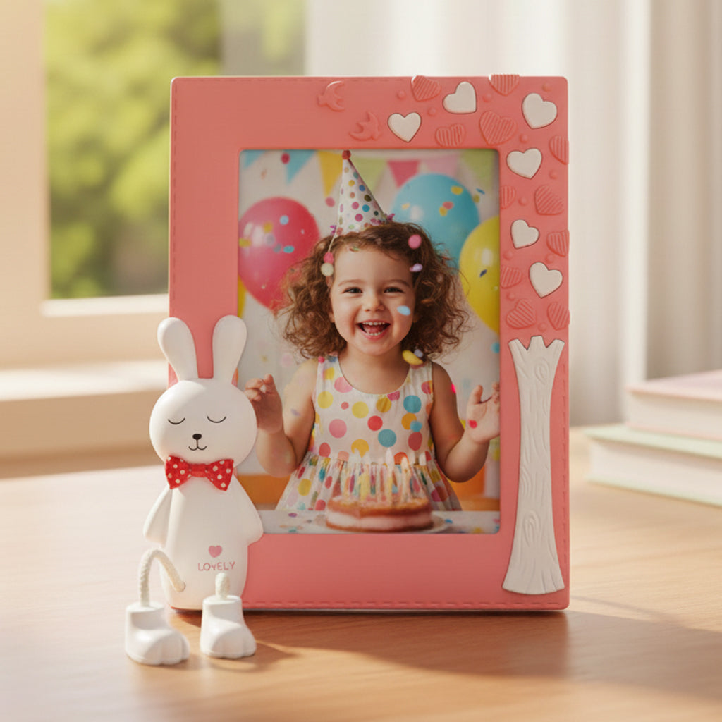 Photo Frame for Kids – Cute Table Top Picture Frame, Perfect for Baby Room Decor, Birthday Gift for Kids & Return Gifts – (Pink) (Baby Pink, 13.5X18.5)