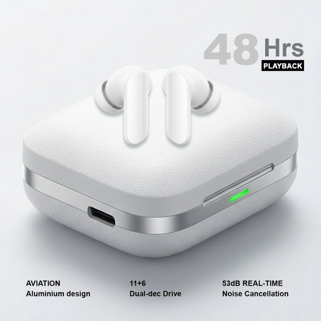 Real Me Buds Air 7 Pro Buds with Ai Live Translation,11mm+6mm Dual-dac Driver,48 Hrs Playtime,52 dB ANC,LHDC,45Ms Low Latency,360° Spatial Audio,IP55,BT 5.4 TWS for Apple & Android (Fairy White)