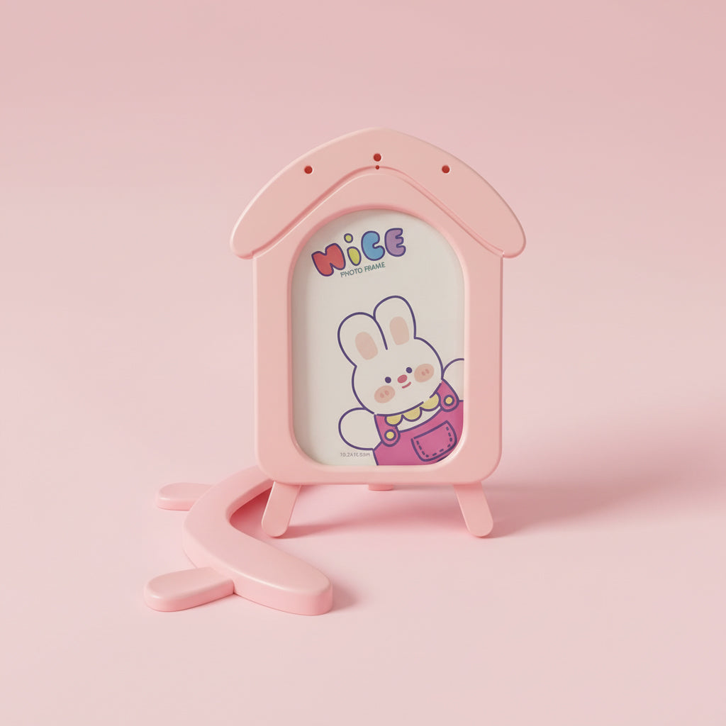 Cartoon House Design Kids Photo Frame, Cute Pink Table Top Picture Frame for Baby Room, Birthday Gift for Kids, Nursery Decor Photo Frame (10.2 x 15.5 cm) (Pink)