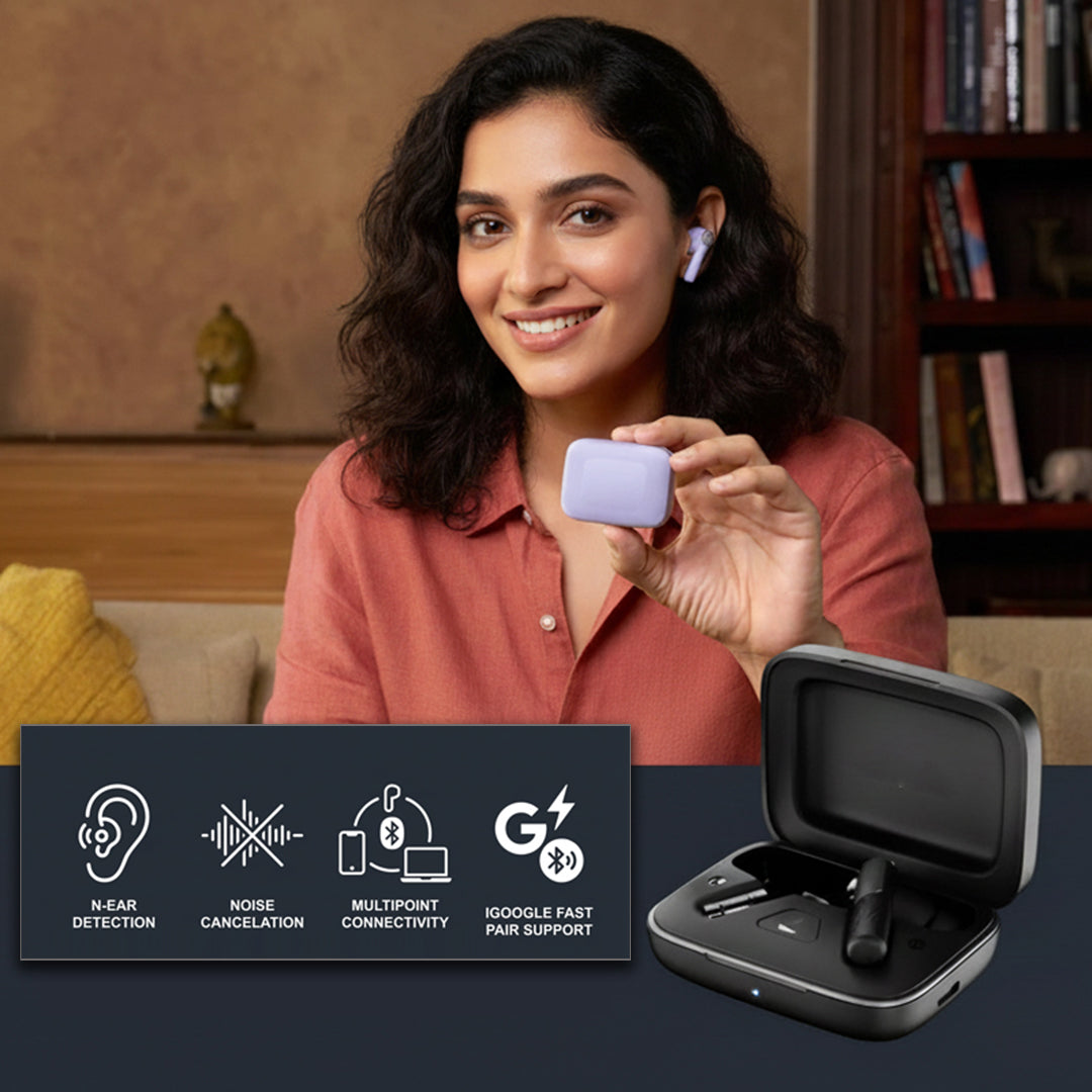 Boat Nirvana Ivy Pro, Dolby Atmos w/Head Tracking, 52dB Hybrid Adaptive ANC,Hi-Res LDAC, Titanium Dual Drivers, Bluetooth Earbuds, TWS Ear Buds Wireless Earphones w/mic (Crystal Black)