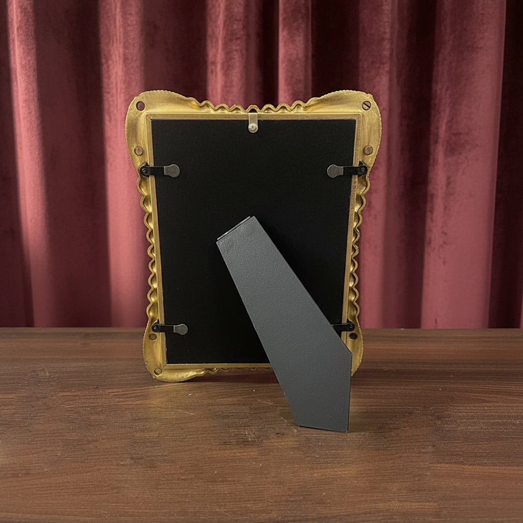 Crystal Rhinestone Embellished Silver Photo Frame, Elegant Wedding Decor, Table Top Display (Gold, 5X7)