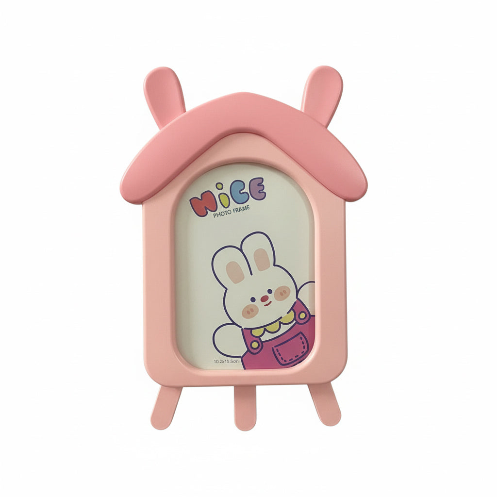 Cartoon House Design Kids Photo Frame, Cute Pink Table Top Picture Frame for Baby Room, Birthday Gift for Kids, Nursery Decor Photo Frame (10.2 x 15.5 cm) (Pink)