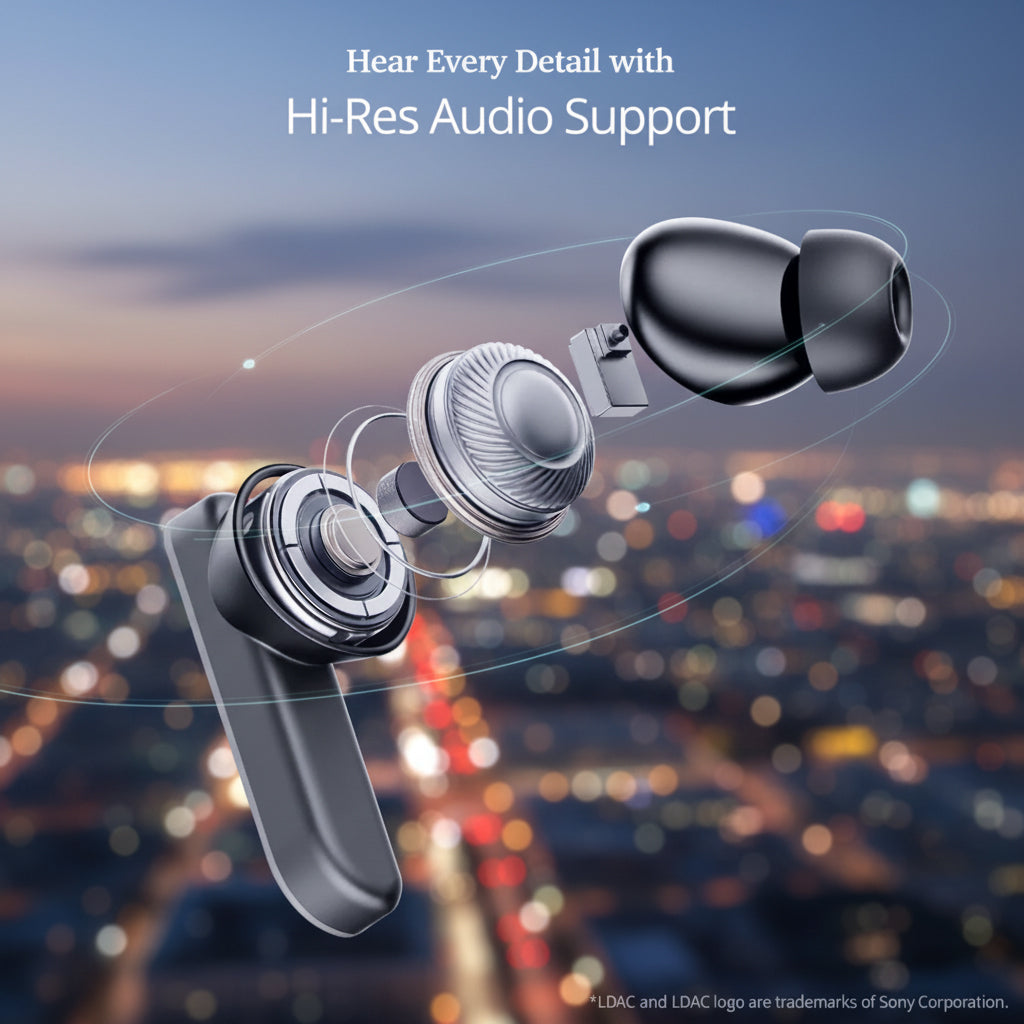 Boat Nirvana Ivy Pro, Dolby Atmos w/Head Tracking, 52dB Hybrid Adaptive ANC,Hi-Res LDAC, Titanium Dual Drivers, Bluetooth Earbuds, TWS Ear Buds Wireless Earphones w/mic (Crystal Black) (Copy)