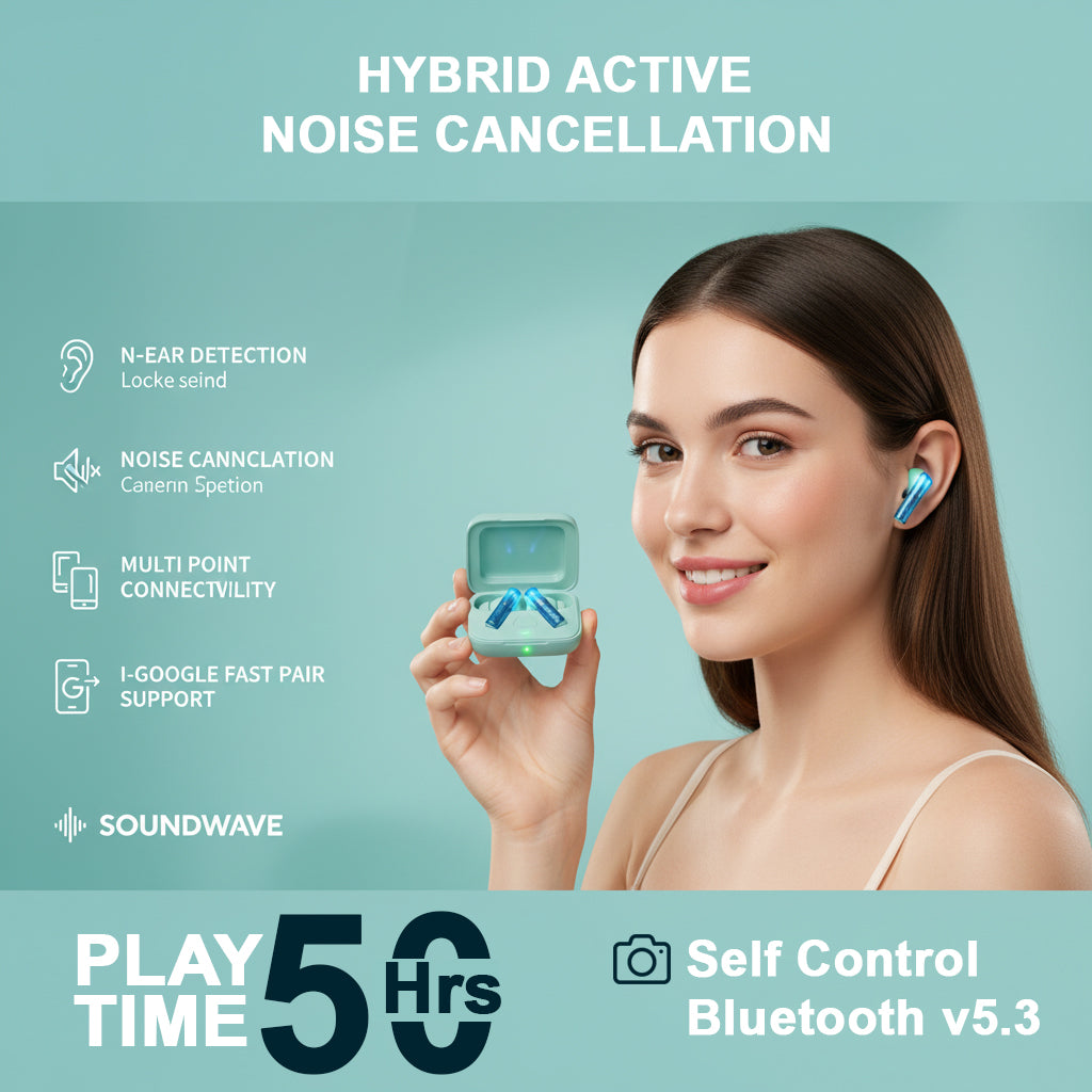 Boat Nirvana Ivy Pro, Dolby Atmos w/Head Tracking, 52dB Hybrid Adaptive ANC,Hi-Res LDAC, Titanium Dual Drivers, Bluetooth Earbuds, TWS Ear Buds Wireless Earphones w/mic (Crystal Black) (Copy)