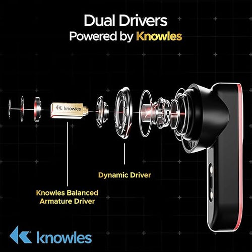 Boat Nirvana X TWS,Knowles Dual Drivers, Hi-Res Audio LDAC, App Support,4Mic ENx,Dual Pair,Spatial Audio,Fast Charge, Bluetooth Earbuds, TWS Ear Buds Wireless Earphones with mic (Galactic Red)