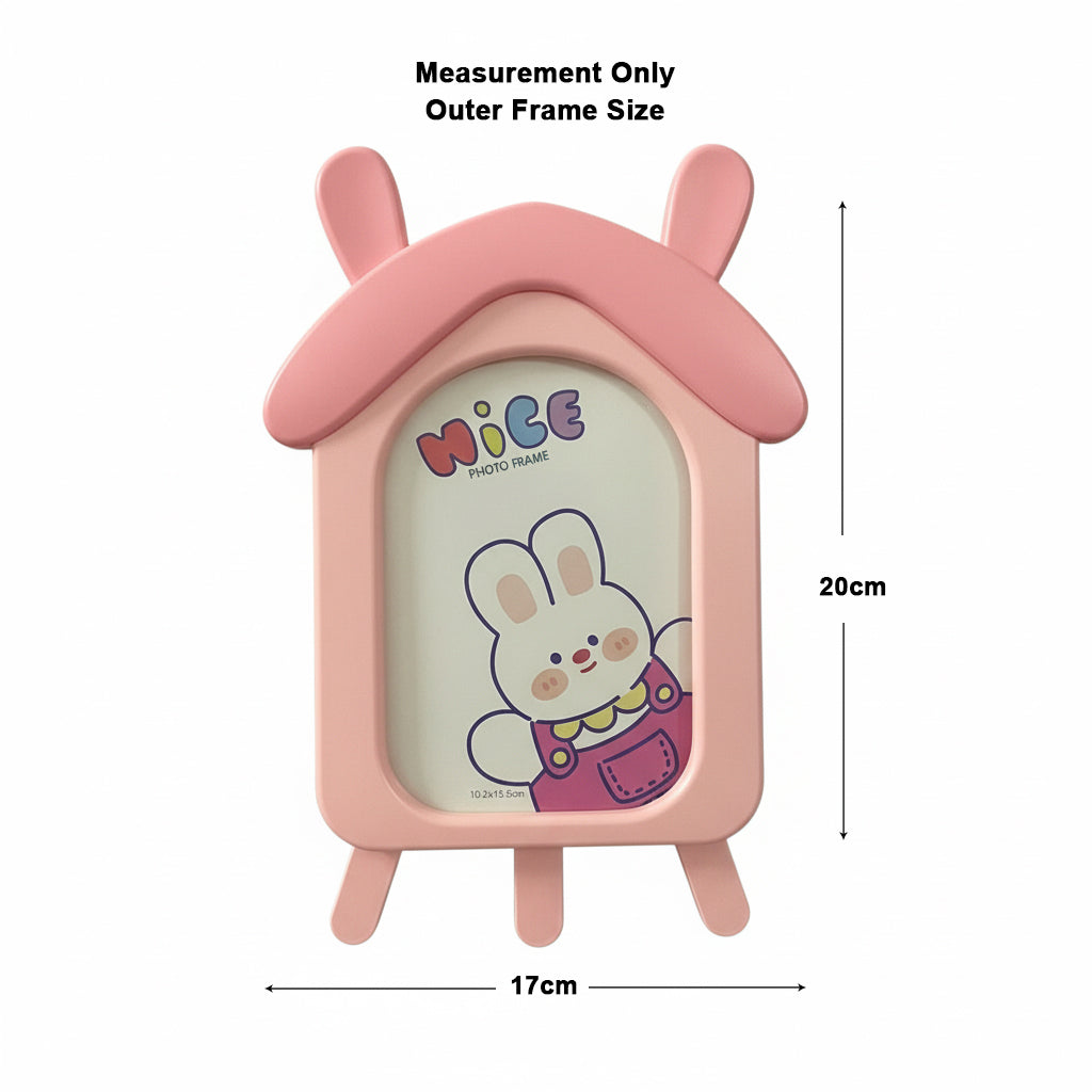 Cartoon House Design Kids Photo Frame, Cute Pink Table Top Picture Frame for Baby Room, Birthday Gift for Kids, Nursery Decor Photo Frame (10.2 x 15.5 cm) (Pink)