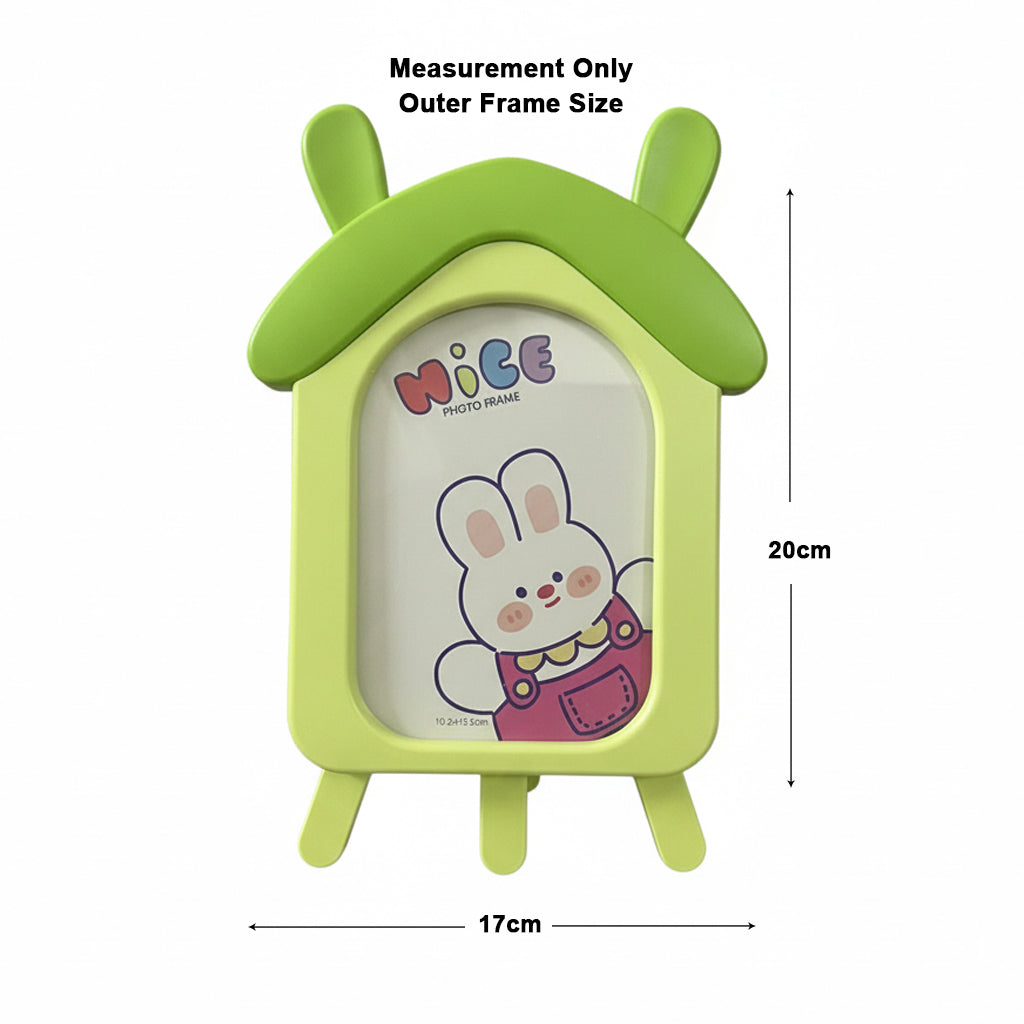 Cartoon House Design Kids Photo Frame, Cute Pink Table Top Picture Frame for Baby Room, Birthday Gift for Kids, Nursery Decor Photo Frame (10.2 x 15.5 cm) (Light Green)